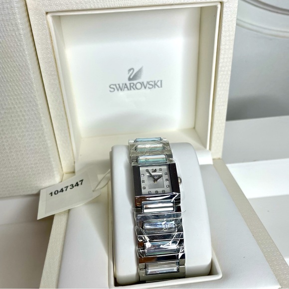 Swarovski Watch Square Crystal Stainless Steel Band Women\'s - Retail $590 - NWT main image 9